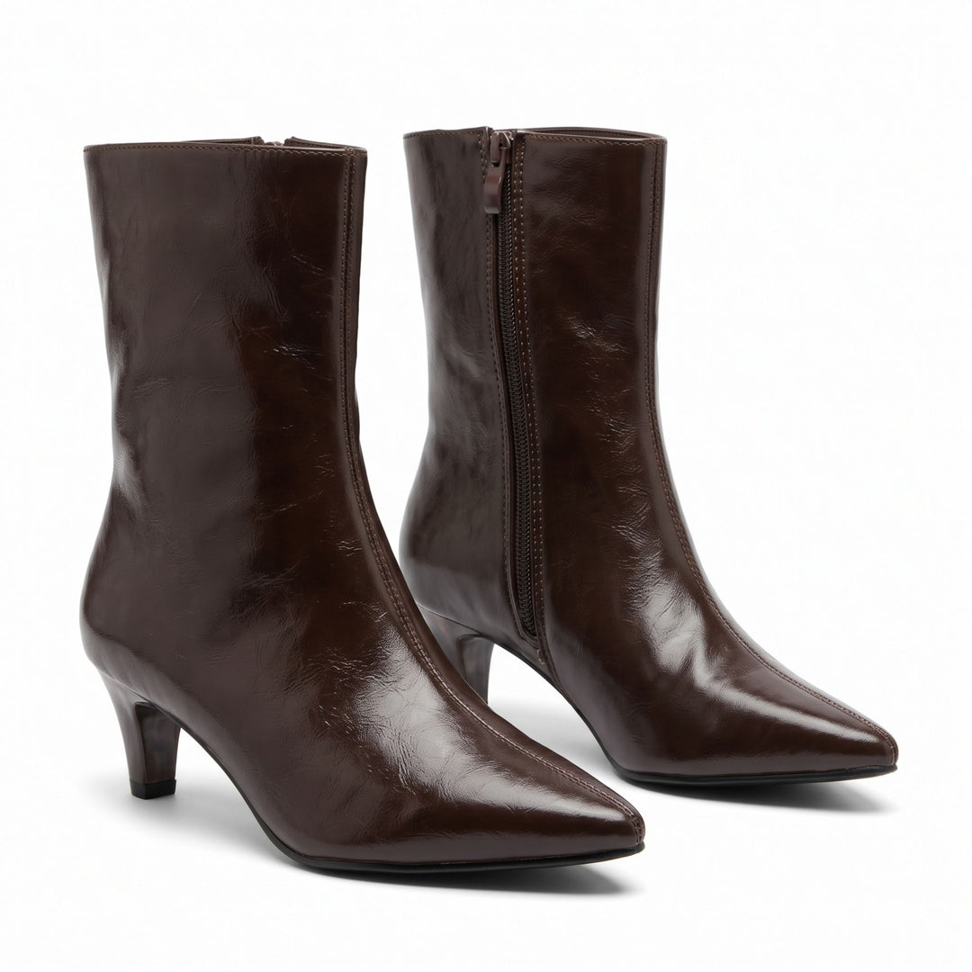 Scarlett Patent Kitten Heel Boots