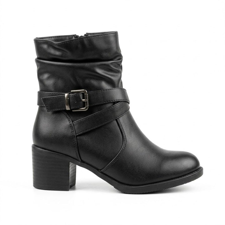 Olivia Buckle-Strap Slouch Ankle Boots