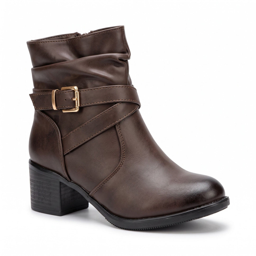 Olivia Buckle-Strap Slouch Ankle Boots