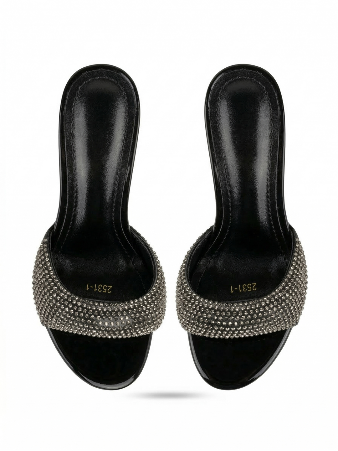 حذاء Mule بكعب أنيق مرصّع بالكريستال – تصميم مفتوح فاخر