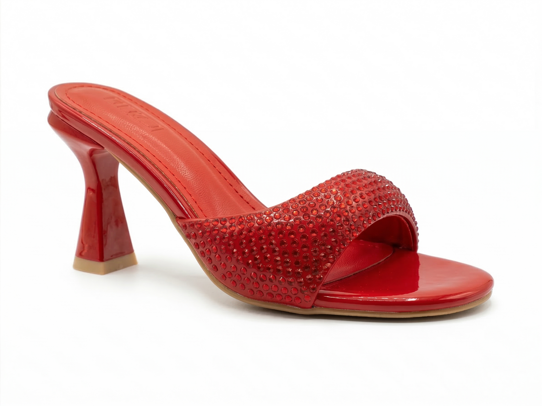 حذاء Mule بكعب أنيق مرصّع بالكريستال – تصميم مفتوح فاخر