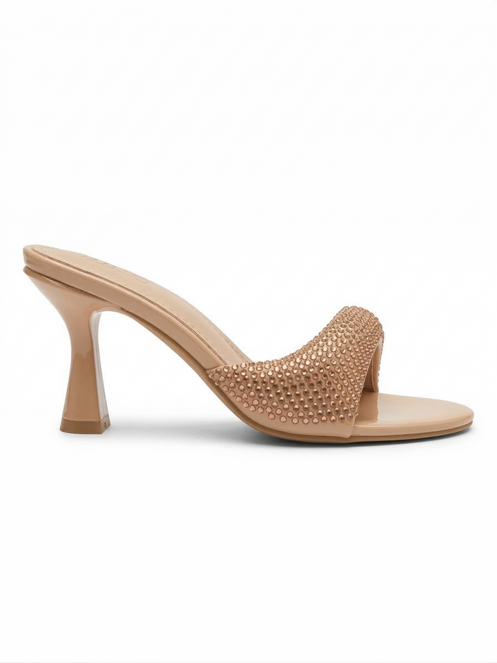 حذاء Mule بكعب أنيق مرصّع بالكريستال – تصميم مفتوح فاخر
